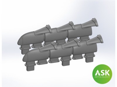 Spitfire Mk.Vb Exhausts fishtail type for Eduard 