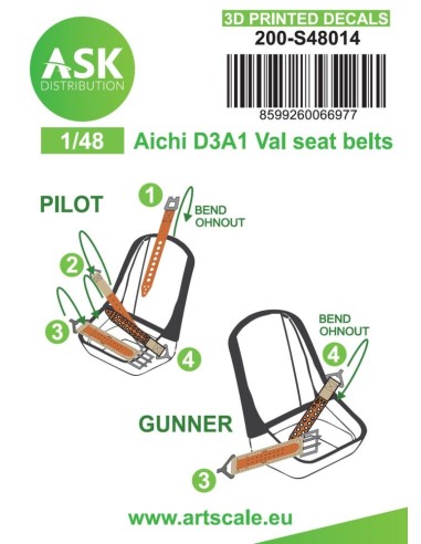 Aichi D3A1 Val seat belts - 3D printed decals by ASK 