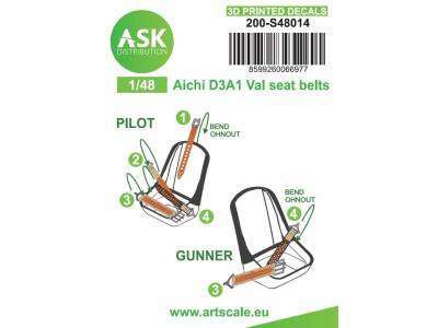 Aichi D3A1 Val seat belts - 3D printed decals by ASK 
