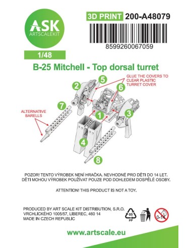 B-25 Mitchell Top Dorsal turret - gun set for HK Model 