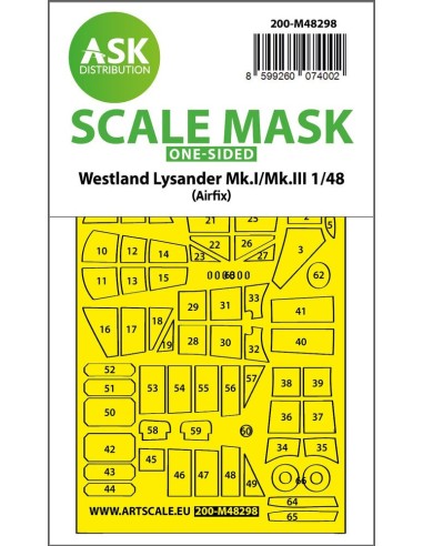 Lysander Mk.I / Mk.III one-sided express fit mask for Airfix 