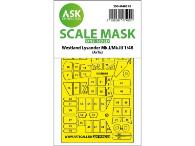 Lysander Mk.I / Mk.III one-sided express fit mask for Airfix 