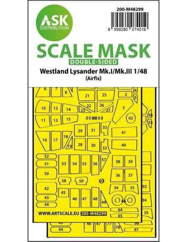 Lysander Mk.I / Mk.III double-sided express fit mask for Airfix 