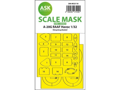 A-20G RAAF Havoc one-sided express fit mask for HK Models 
