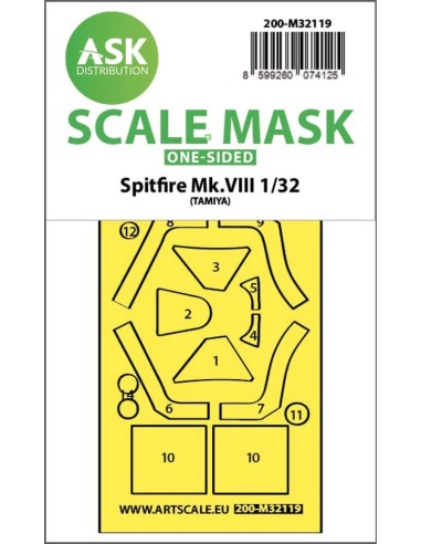 Spitfire Mk.VIII one-sided express fit mask for Tamiya 