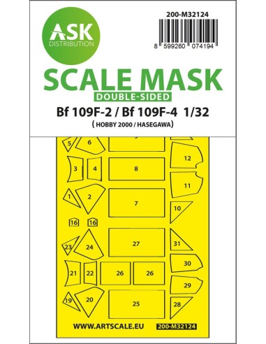 Bf 109F-2 / Bf 109F-4 double-sided express fit mask for Hasegawa / Hobby 2000 
