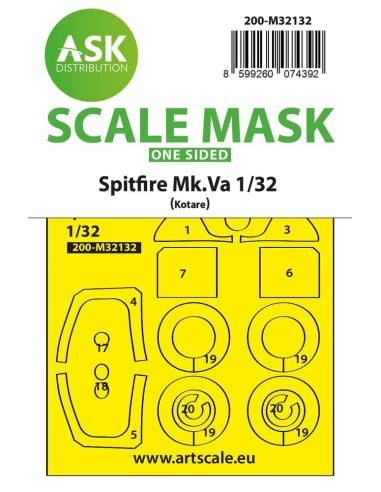 Spitfire Mk.Va one-sided express fit and self adhesive mask for Kotare 
