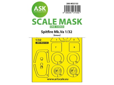 Spitfire Mk.Va one-sided express fit and self adhesive mask for Kotare 