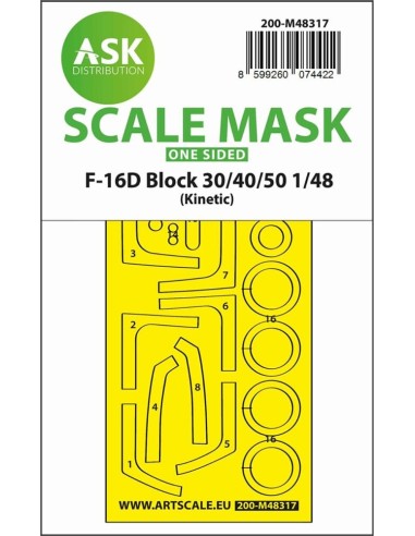 F-16D Block 30/40/50 one-sided fit and self adhesive express mask for Kinetic 