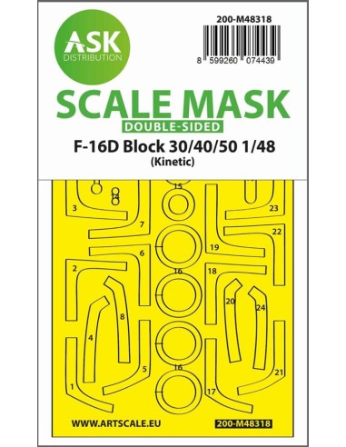 F-16D Block 30/40/50 double-sided fit and self adhesive express mask for Kinetic 