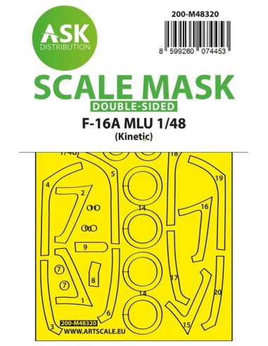 F-16A MLU double-sided fit and self adhesive express mask for Kinetic 