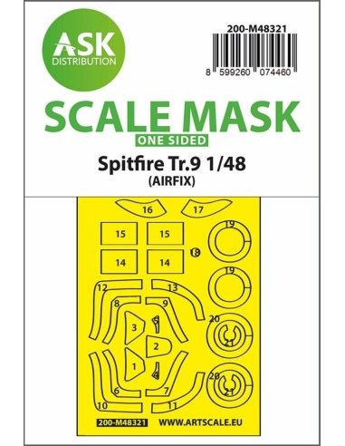 Spitfire Tr.9 one-sided express fit mask for Airfix 