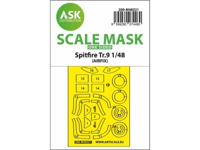 Spitfire Tr.9 one-sided express fit mask for Airfix 
