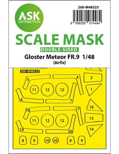 Gloster Meteor FR.9 double-sided fit and self adhesive express mask for Airfix 