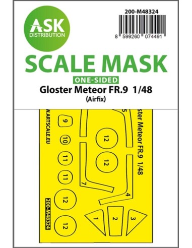 Gloster Meteor FR.9 one-sided fit and self adhesive express mask for Airfix 