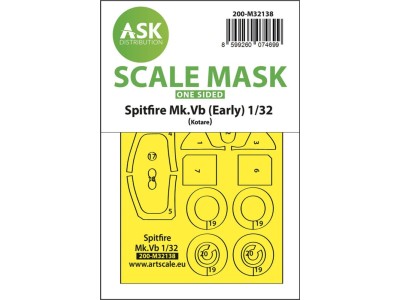 Spitfire Mk.Vb one-sided express fit and self adhesive mask for Kotare 