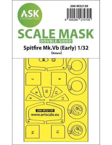 Spitfire Mk.Vb double-sided express fit and self adhesive mask for Kotare 