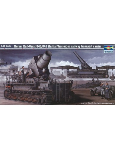 Mörser Karl Gerät 040/041 auf Eisenbahn-Transport-Trailer 