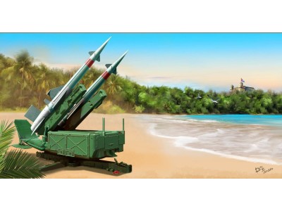Soviet 5P71 Launcher with 5V27 Missile Pechora (SA-3B Goa) Rounds Loaded 