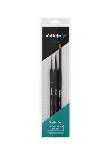 Starter Set (Round No.1 & 3/0 Triangular Handle, Flat No.4, synthetics) 