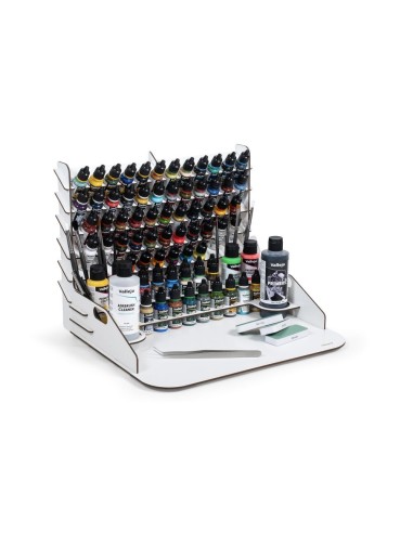 Paint display and work station with vertical storage 40 x 30 x 29,5 cm 