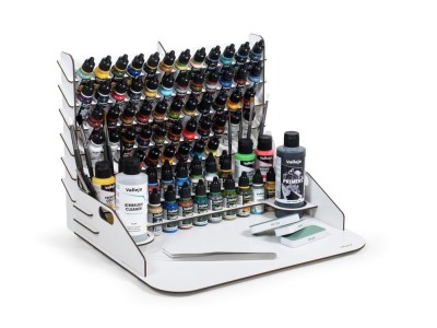 Paint display and work station with vertical storage 40 x 30 x 29,5 cm 
