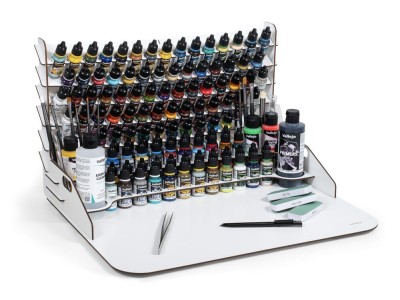 Paint display and work station with vertical storage 50 x 37 x 29,5 cm 