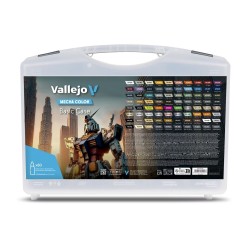 Mecha Color. Includes: 73 Mecha Color, 3 Mecha Varnish, 1 Airbrush Thinner, 1 Airbrush Flow Improver, 1 Decal Softener, 1 medium