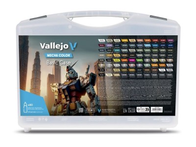 Mecha Color. Includes: 73 Mecha Color, 3 Mecha Varnish, 1 Airbrush Thinner, 1 Airbrush Flow Improver, 1 Decal Softener, 1 medium