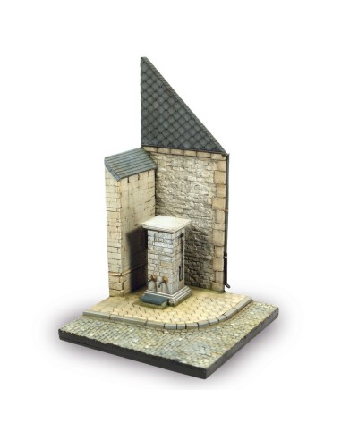 Street Corner with Waterpump Normandy 15,5 x 15,5 cm 