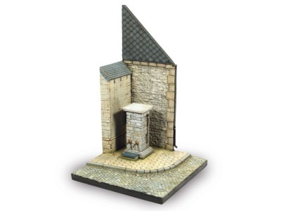 Street Corner with Waterpump Normandy 15,5 x 15,5 cm 