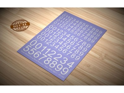 Decal Numbers - large, white, type 1 