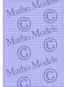 Decal Numbers - 2.5mm, white, type 1  2
