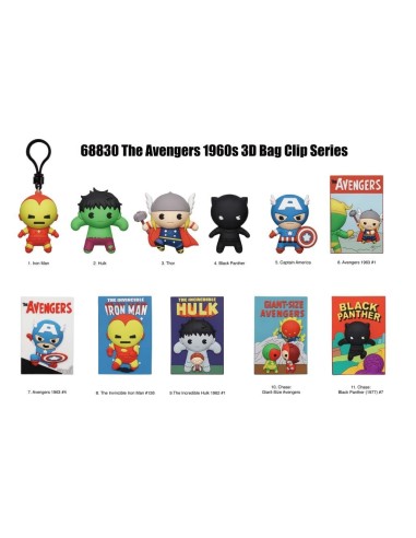 AVENGERS 60TH COMIC - Series 1 - 3D Foam Bag Clip (Display 24 Pcs) 