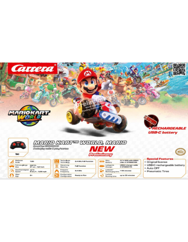 MARIO KART WORLD - Mario - RC 1/20 21cm 