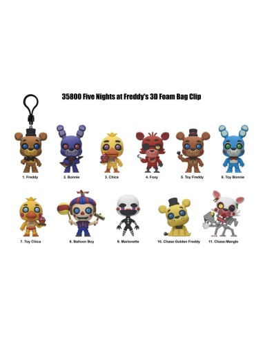 FIVE NIGHTS AT FREDDY'S - Series 1 - 3D Foam Bag Clip (Display 24 Pcs) 