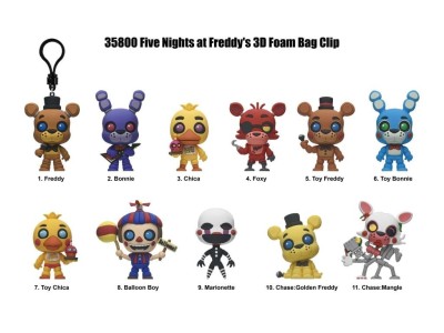 FIVE NIGHTS AT FREDDY'S - Series 1 - 3D Foam Bag Clip (Display 24 Pcs) 