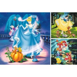 DISNEY PRINCESSE - Blanche-Neige, Cendrillon, Ariel - 3 Puzzle 49P 