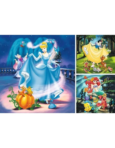 DISNEY PRINCESSE - Blanche-Neige, Cendrillon, Ariel - 3 Puzzle 49P 