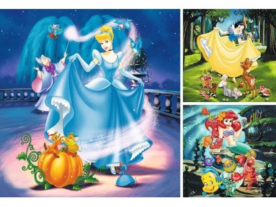 DISNEY PRINCESSE - Blanche-Neige, Cendrillon, Ariel - 3 Puzzle 49P 