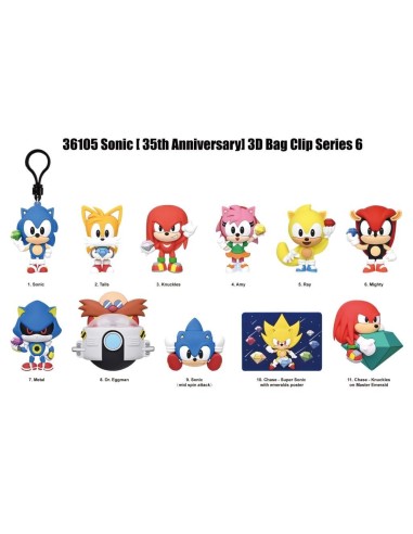 SONIC - Series 6 - 3D Foam Bag Clip (Display 24 Pcs) 