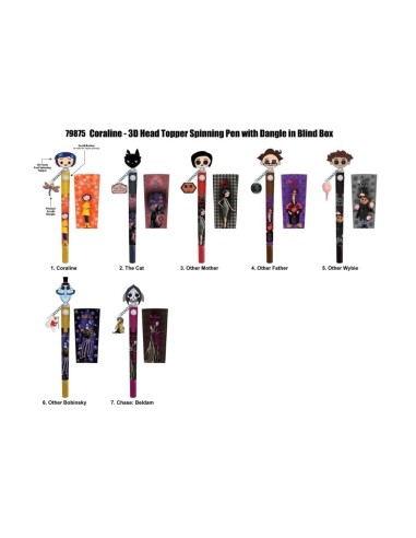 CORALINE - Stylo rotatif 3D Head Topper (Display de 12 pcs) 