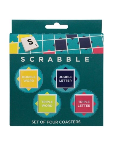 SCRABBLE - 4 Dessous de Verres Gravés en Métal 