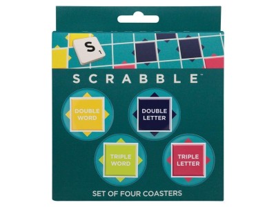 SCRABBLE - 4 Dessous de Verres Gravés en Métal 