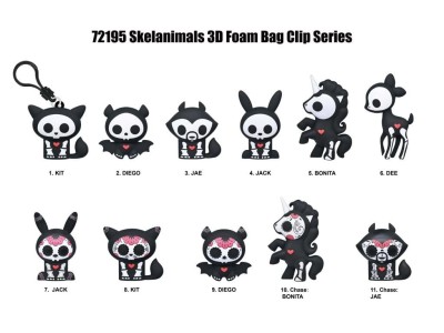 SKELANIMALS - Series 1 - 3D Foam Bag Clip (Display 24 Pcs) 