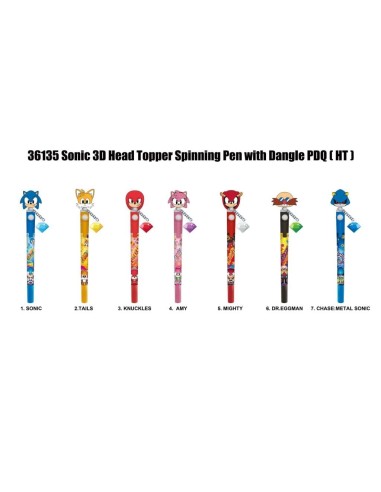 SONIC - Stylo rotatif 3D Head Topper (Display de 12 pcs) 
