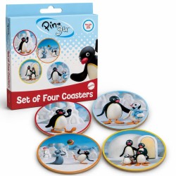 PINGU - 4 Dessous de Verres Gravés en Métal 