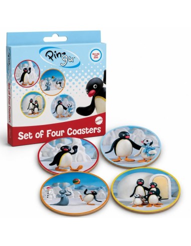 PINGU - 4 Dessous de Verres Gravés en Métal 