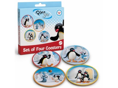 PINGU - 4 Dessous de Verres Gravés en Métal 