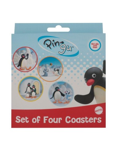 PINGU - 4 Dessous de Verres Gravés en Métal 